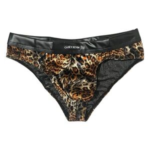 Casey Kevin Leopard Print‎ Velour Briefs Orange Size S (26-28) NWT
